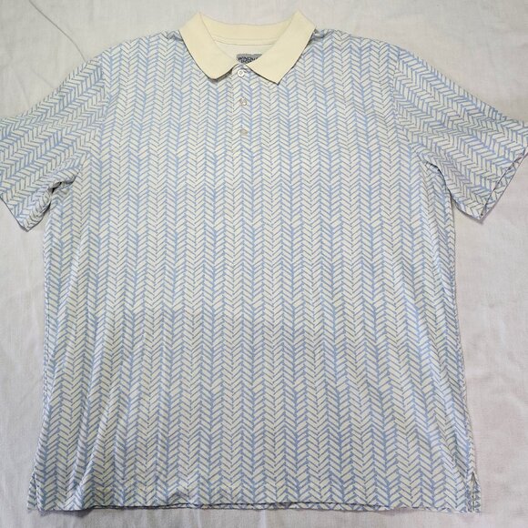 Windham Pointe Polo Shirt Men’s L Blue White Patterned Short Sleeve Cotton Blend - Picture 1 of 6